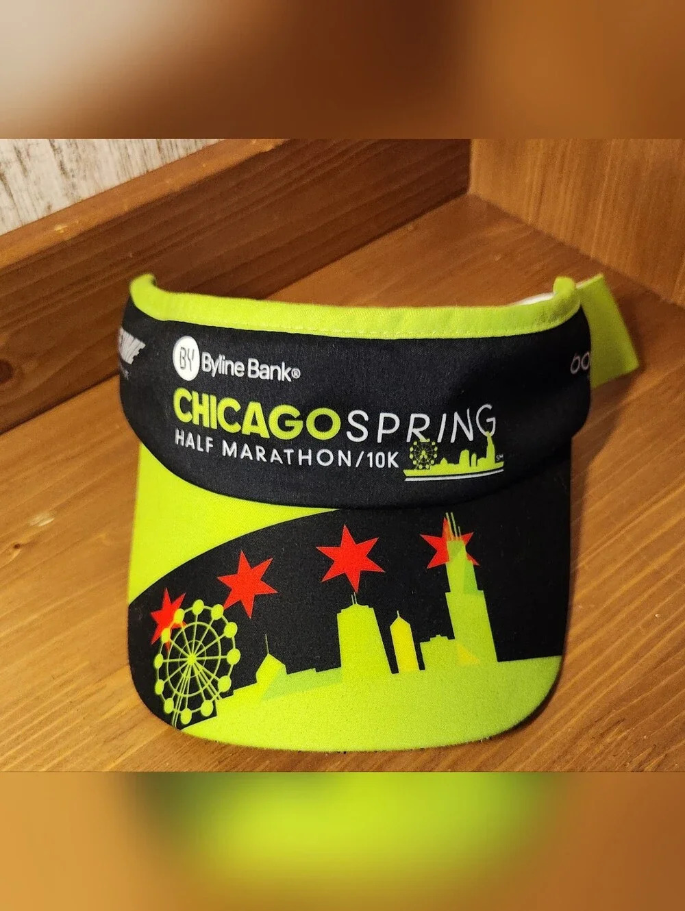 Boco Gear Neon Green Black Lifetime Spring Chicago Half Marathon Running Visor